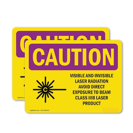 Signmission Radiation & Laser Sign, 10 in H x 14 in W, Vinyl Decal, Rectangle OS-2PACK-CR-D-1014-L-10214